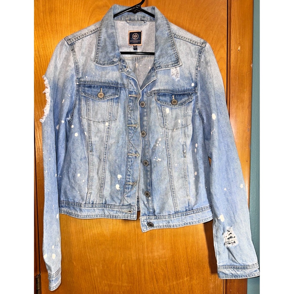 Boom‎ Boom Jeans Distressed Paint Splatter Denim Trucker Jacket Womens M